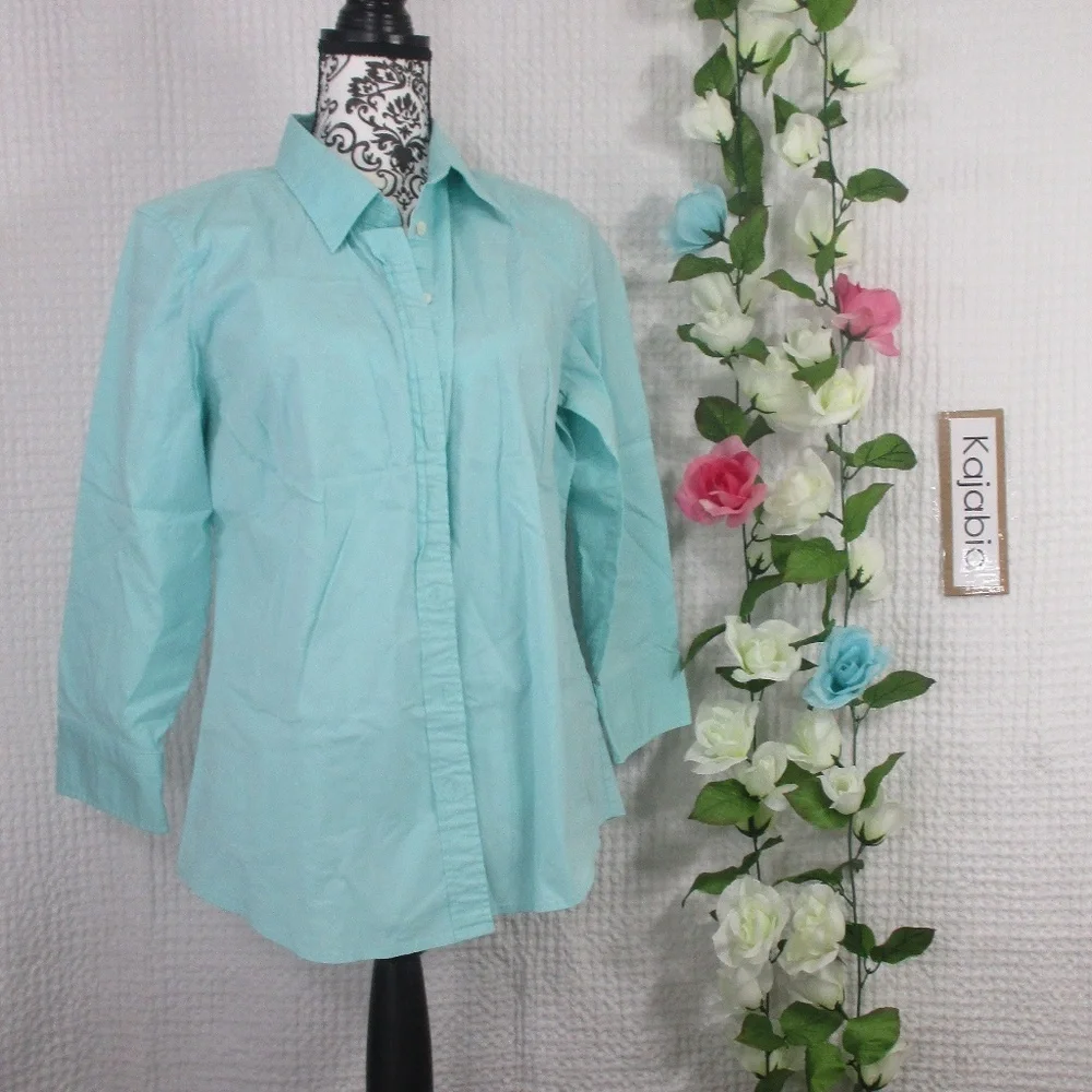 J. CREW Button Down 3/4 Sleeve Shirt Size XL